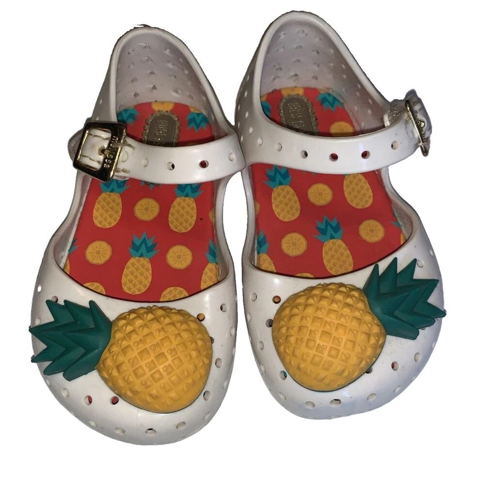 Mini Melissa Furadinha VII Pineapple Mary Jane Jelly Shoes Toddler 5 White
